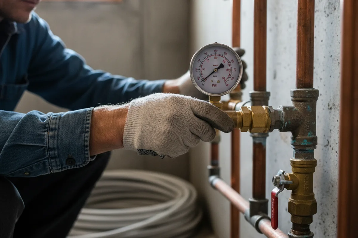 Pressure testing a repaired line during Water Line Repair in Star